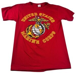 USMC United States Marine Corps T-Shirt Red Small Made in USA Single stitch